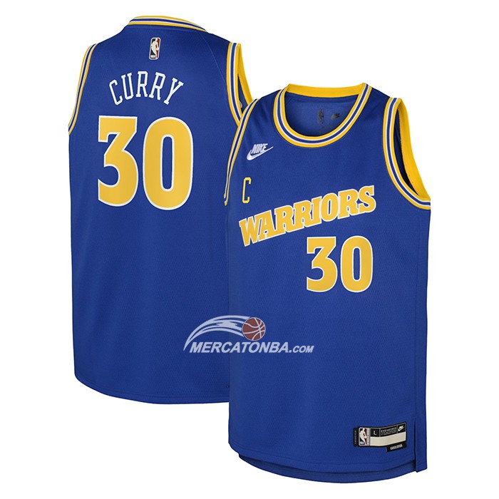 Maglia Bambino Golden State Warriors Stephen Curry NO 30 Classic 2022-23 Blu